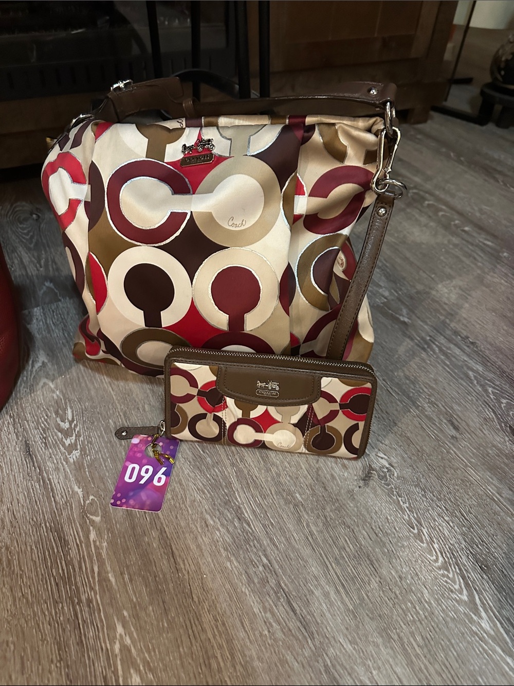 Coach Madison Graphic Isabelle  OP Art Metallic Bag Plus  Wallet
